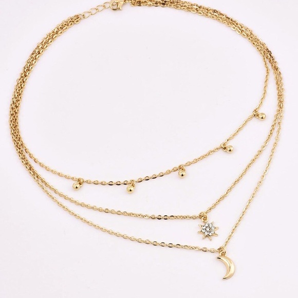 ☀️3/$30 Sun and Moon Layered Necklace - Picture 2 of 3